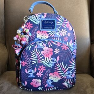 Loungefly Disney Lilo & Stitch Tropical Print Backpack & Keychain